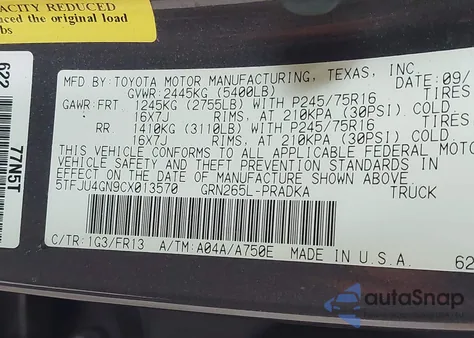 2012 Toyota Tacoma Prerunner V6 from USA, damaged, VIN 5TFJU4GN9CX013570